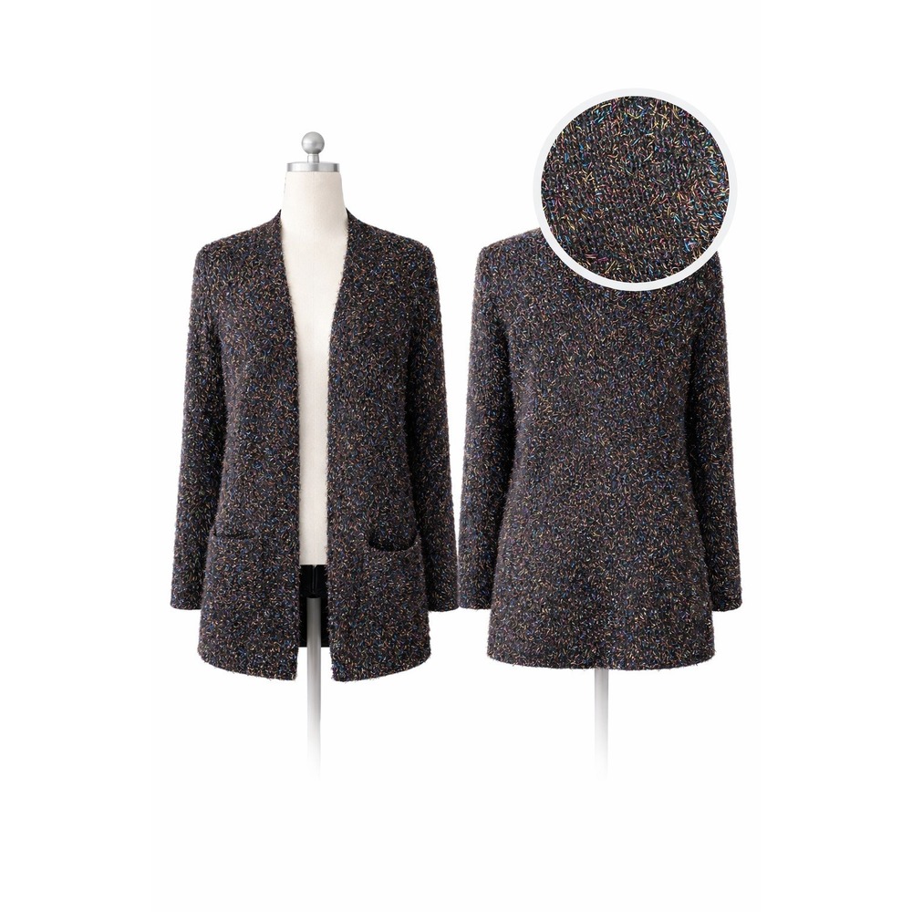 Target Metallic Eyelash Knit Open Front Cardigan XL Black Multicolor‎ Shimmer